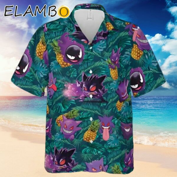 Gengar PKM Hawaiian Shirt Gengar Button Up Shirt Anime Gifts Hawaiian Hawaiian