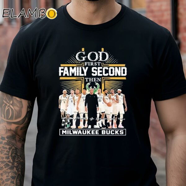 God First Family Second Then Basketball Milwaukee Bucks Womens Shirt Black Shirt Shirts