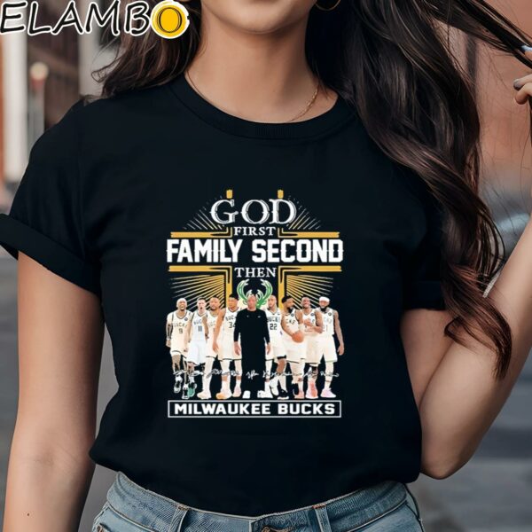 God First Family Second Then Basketball Milwaukee Bucks Womens Shirt Black Shirts Shirt