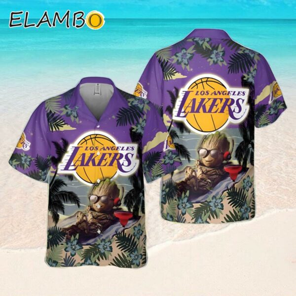 Los Angeles Lakers Summer With Baby Groot Basketball Association Hawaiian Shirt Hawaaian Shirt Hawaaian Shirt