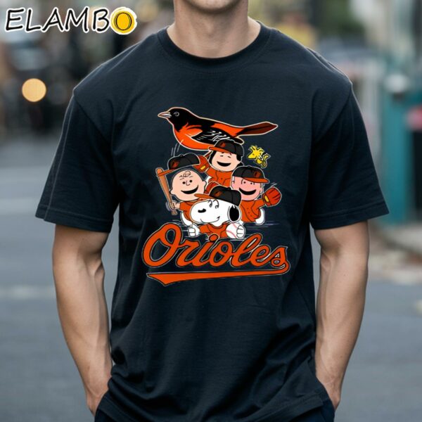 MLB Baltimore Orioles Snoopy Charlie Brown Woodstock Peanuts Shirt Black Shirts 18