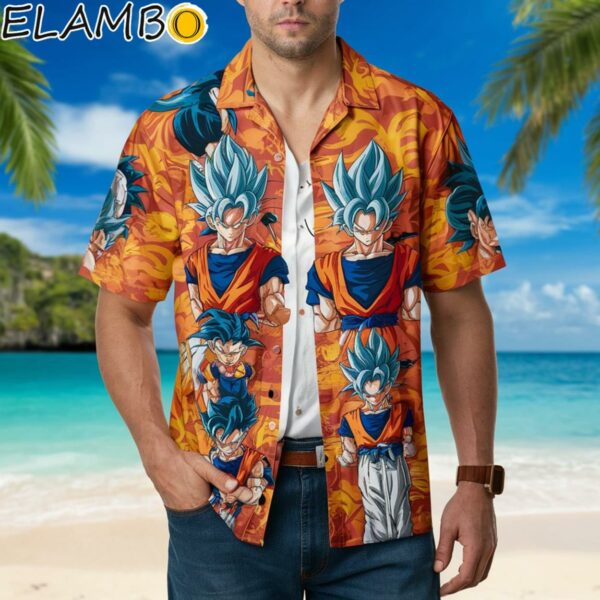 Mens Hawaiian Shirt Dragon Ball Z Cute Short Sleeves Vacation Shirt Printed Aloha