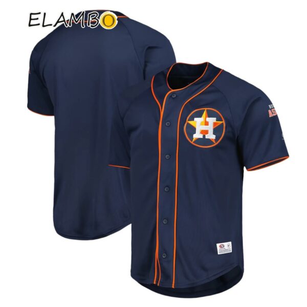 Mens Navy Houston Astros Button Up Baseball Jersey Printed Thumb