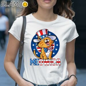 Meowica 4th of July T shirt Merica Cat American Flag Uncle Sam Shirt