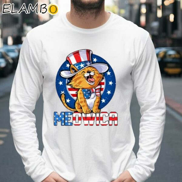 Meowica 4th of July T shirt Merica Cat American Flag Uncle Sam Shirt Longsleeve 39