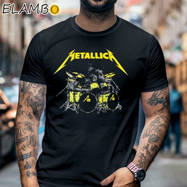 Metallica Merch Lars Ulrich M72 Drum Set Shirt Black Shirt 6