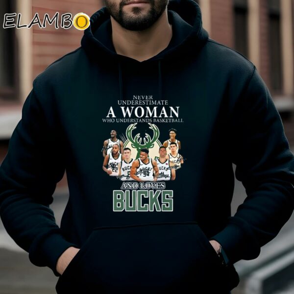 Never Underestimate A Woman Who Understands Basketball And Love Retro Milwaukee Bucks T Shirts Hoodie Hoodie