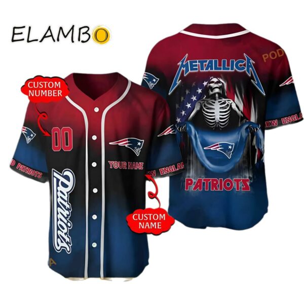 New England Patriots Custom Name Number Metallica 3D Baseball Jersey Printed Thumb