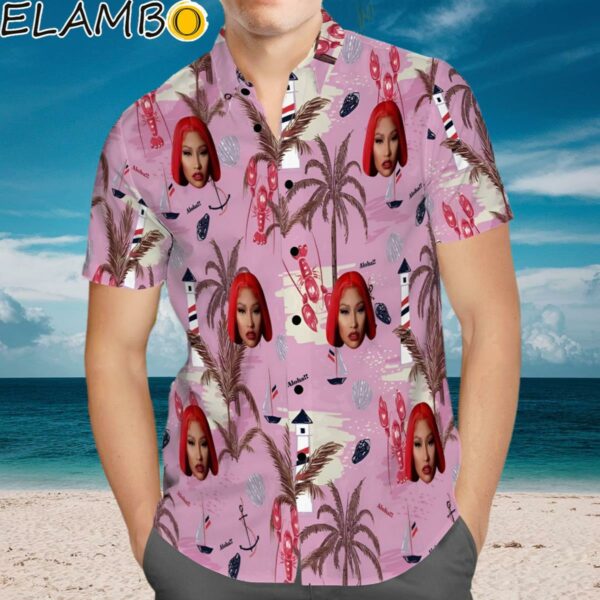 Nicki Minaj Hawaiian Shirt Custom Photo Hawaiian Shirt Pink Chinoiserie Print Hawaiian Shirt Aloha Shirt Aloha Shirt