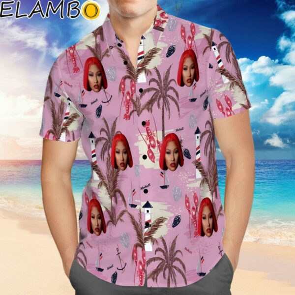 Nicki Minaj Hawaiian Shirt Custom Photo Hawaiian Shirt Pink Chinoiserie Print Hawaiian Shirt Hawaiian Hawaiian