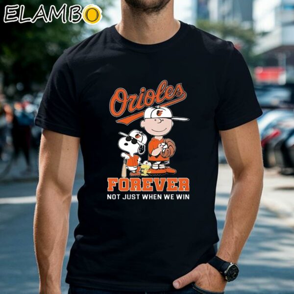 Peanuts Snoopy And Charlie Brown Baltimore Orioles 2024 Forever Not Just When We Win Shirt Black Shirts Shirt