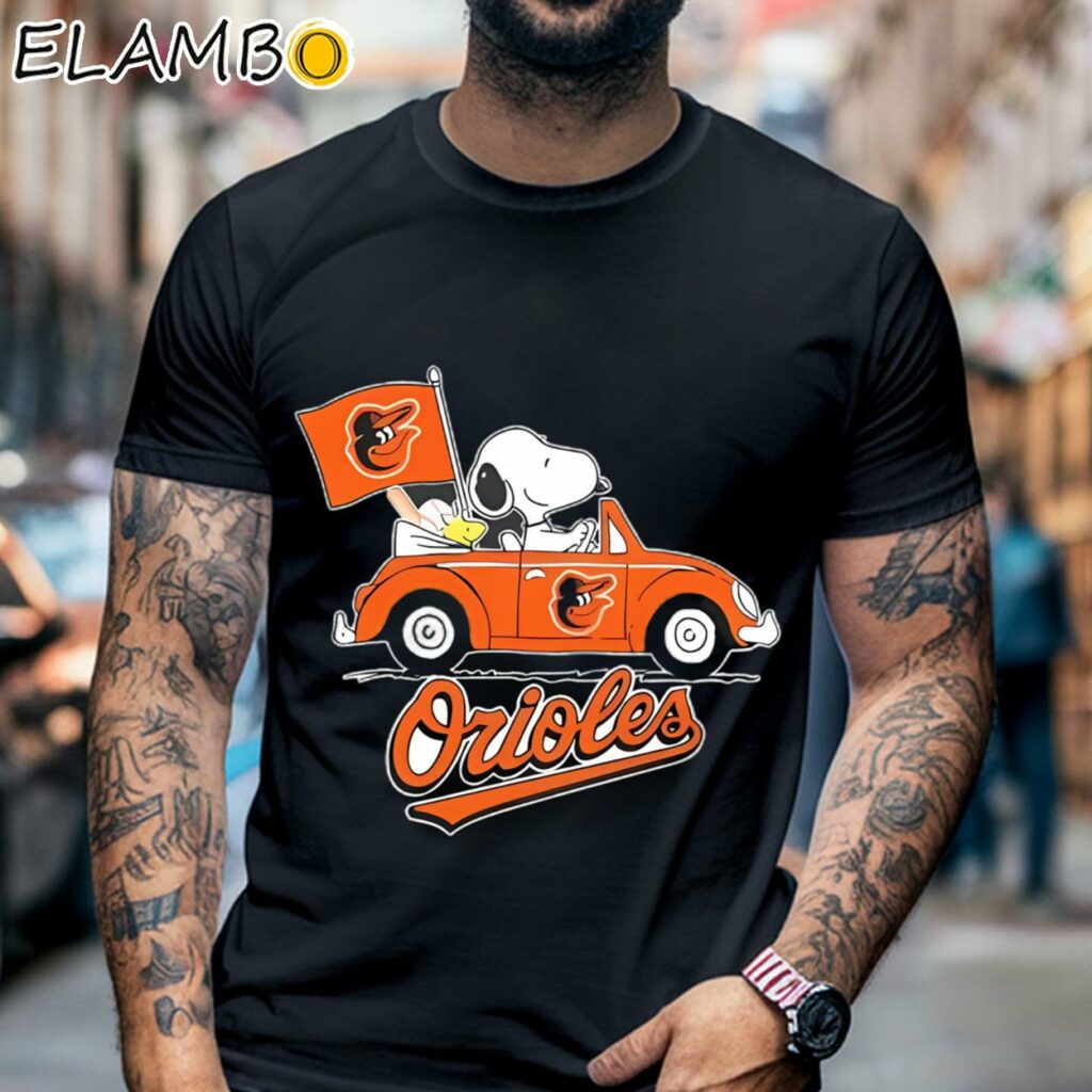 Peanuts Snoopy And Woodstock On Car Baltimore Orioles AL East Champions Shirt