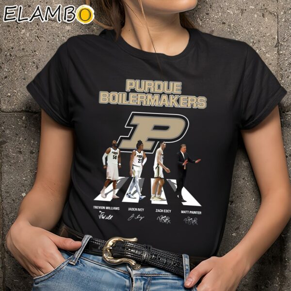Purdue Boilermakers Trevion Williams And Jaden Ivey And Zach Edey And Matt Painter Signature Shirt Black Shirts 9