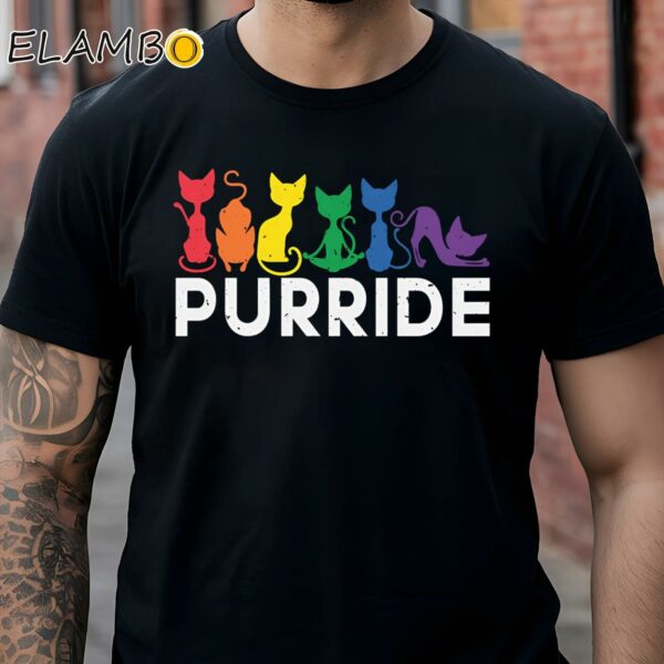 Purride Cat Shirt Rainbow Pride Month Meme Black Shirt Shirts