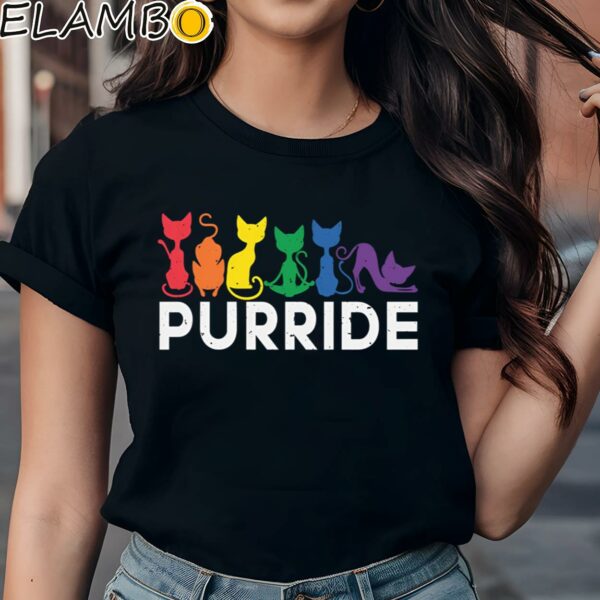 Purride Cat Shirt Rainbow Pride Month Meme Black Shirts Shirt