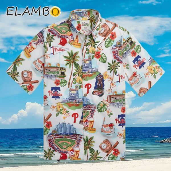 Reyn Spooner White Philadelphia Phillies Scenic Button up Shirt Aloha Shirt Aloha Shirt