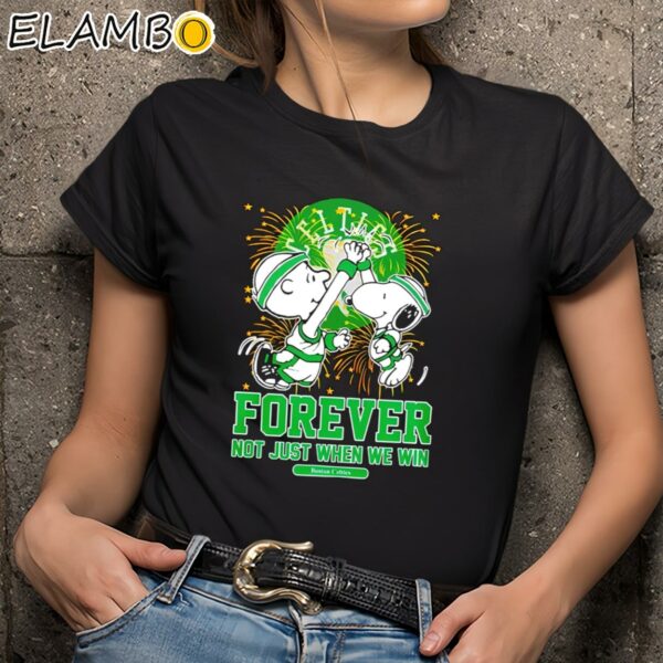 Snoopy And Charlie Brown Boston Celtics High Five Forever Not Just When We Win Fireworks Shirt Black Shirts 9