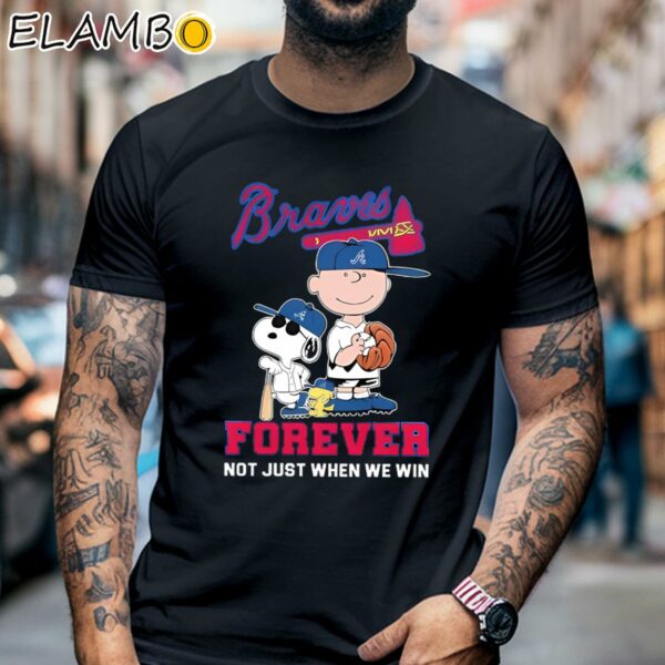 Snoopy And Charlie Brown Braves Logo Forever Not Just When We Win Shirt Black Shirt 6