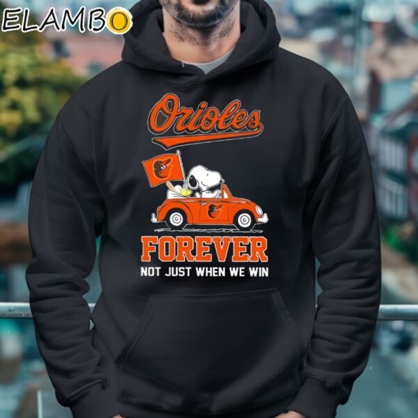 Snoopy And Woodstock Driving Car Baltimore Orioles Forever Not Just When We Win Shirt Hoodie 4