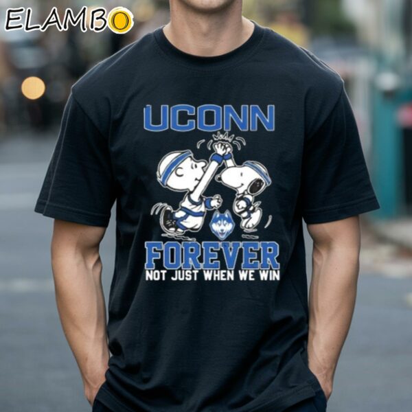 Snoopy Charlie Brown Uconn Huskies Forever Not Just When We Win Shirt Black Shirts 18