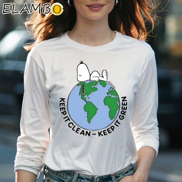 Snoopy Keep It Clean Keep It Green Earth Day Shirt Longsleeve Women Long Sleevee