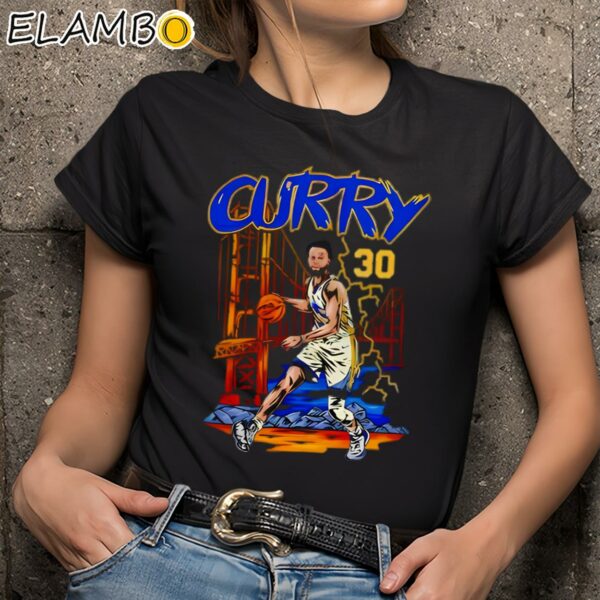 Steph Curry Golden State Warriors Illustration Shirt Black Shirts 9