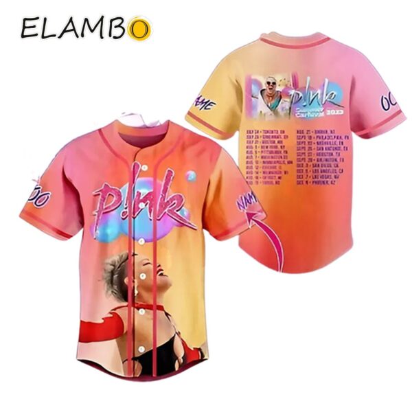 Summer Carnival Pink Rock Tour Baseball Jersey Pink Concert Merch Printed Thumb