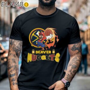 Super Mario x Denver Nuggets Shirt Basketball Gifts Black Shirt 6