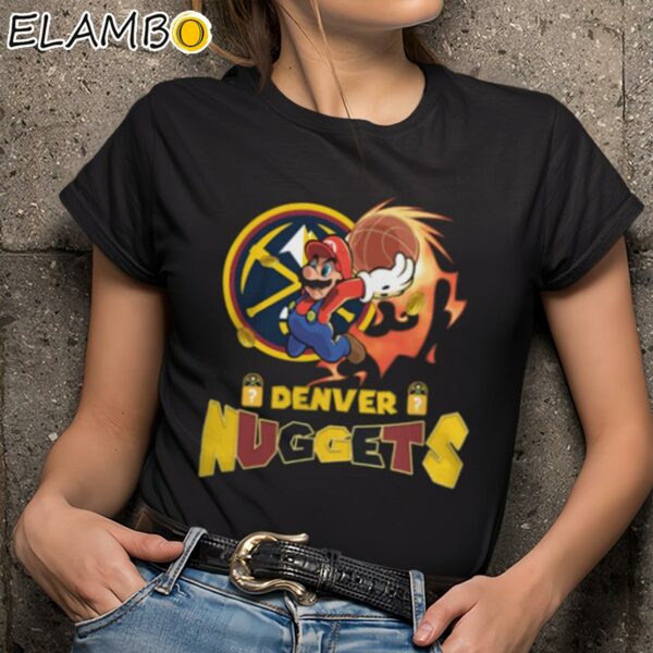 Super Mario x Denver Nuggets Shirt Basketball Gifts Black Shirts 9