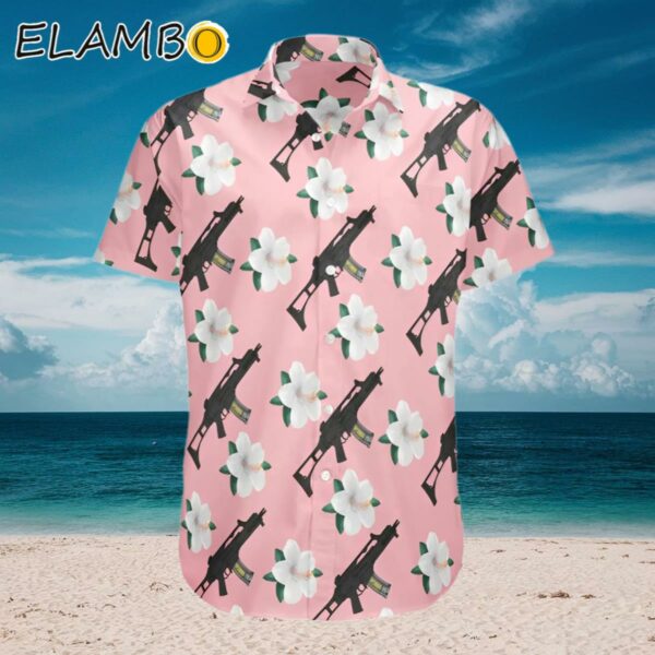 Tactical Hawaiian AK Gun Pink Button Down Shirt Aloha Shirt Aloha Shirt