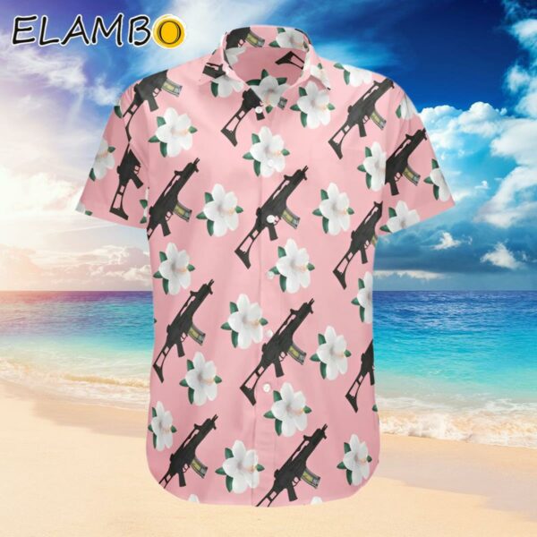 Tactical Hawaiian AK Gun Pink Button Down Shirt Hawaiian Hawaiian