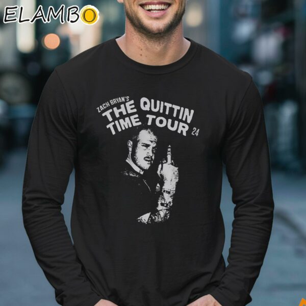 The Quittin Time Tour Funny Middle Finger Zach Bryan Shirt Longsleeve 17