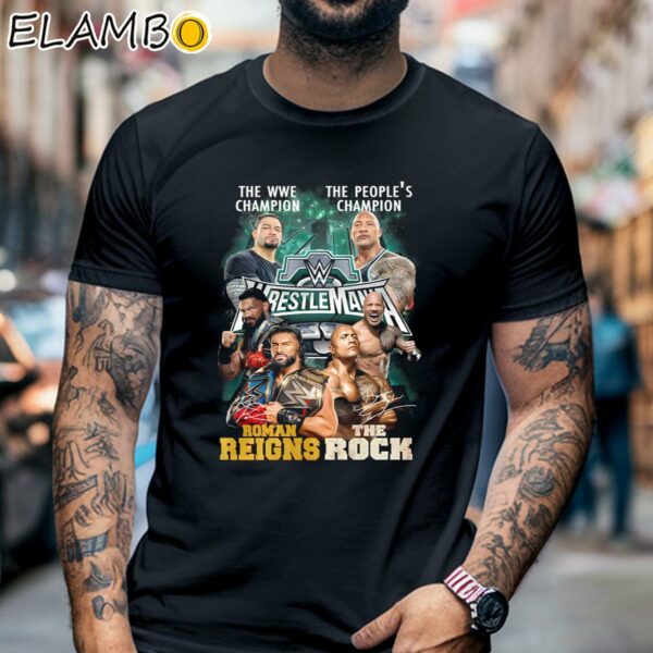 The WWE Champion Roman Reigns And The Peoples Champion The Rock Shirt Black Shirt 6