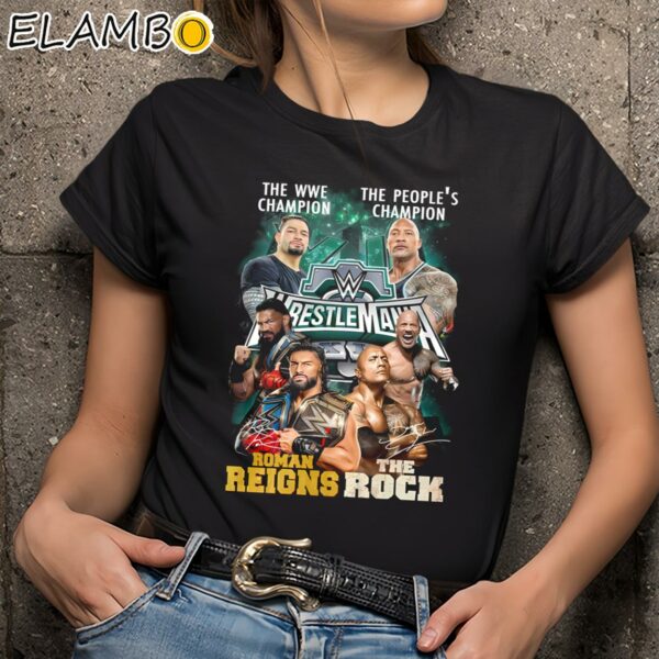 The WWE Champion Roman Reigns And The Peoples Champion The Rock Shirt Black Shirts 9