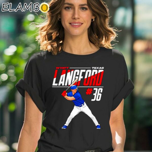 Wyatt Langford Texas Baseball 36 MLB Player Shirt Black Shirt 41