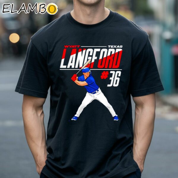 Wyatt Langford Texas Baseball 36 MLB Player Shirt Black Shirts 18