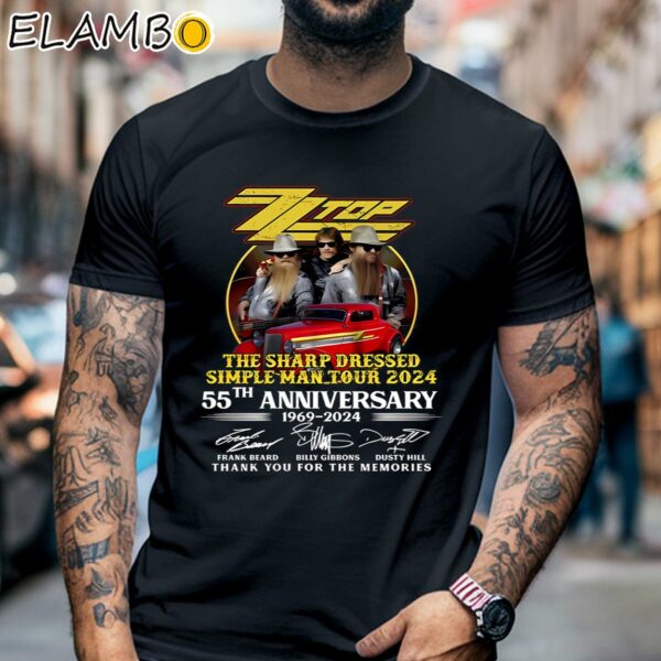 ZZ Top Sharp Dressed Simple Man Tour 2024 55th Anniverasry 1969 2024 Thank You For The Memories Shirt Black Shirt 6
