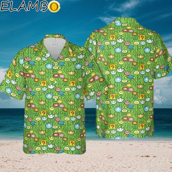8Bit Flower Garden Super Mario Pattern Button Hawaiian Shirt Aloha Shirt Aloha Shirt