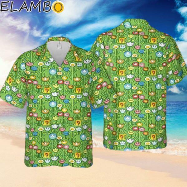 8Bit Flower Garden Super Mario Pattern Button Hawaiian Shirt Hawaiian Hawaiian