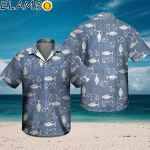 90s Blue And White Fishing Hawaiian Shirt Aloha Shirt Aloha Shirt