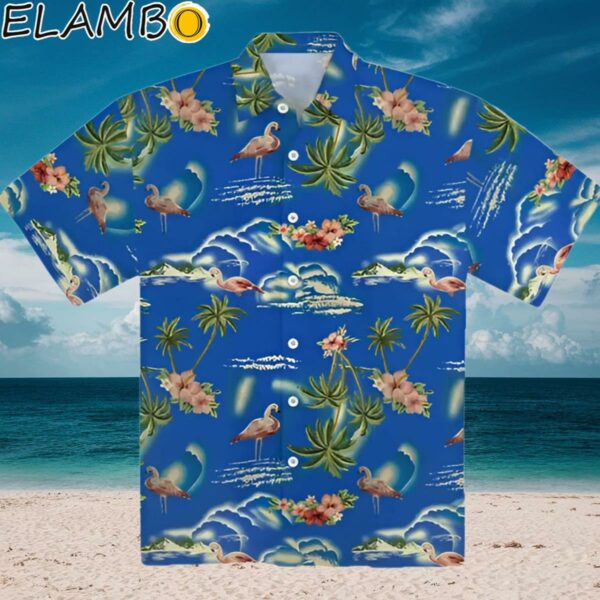 90s Bright Blue Flamingo Island Hawaiian Shirt Aloha Shirt Aloha Shirt