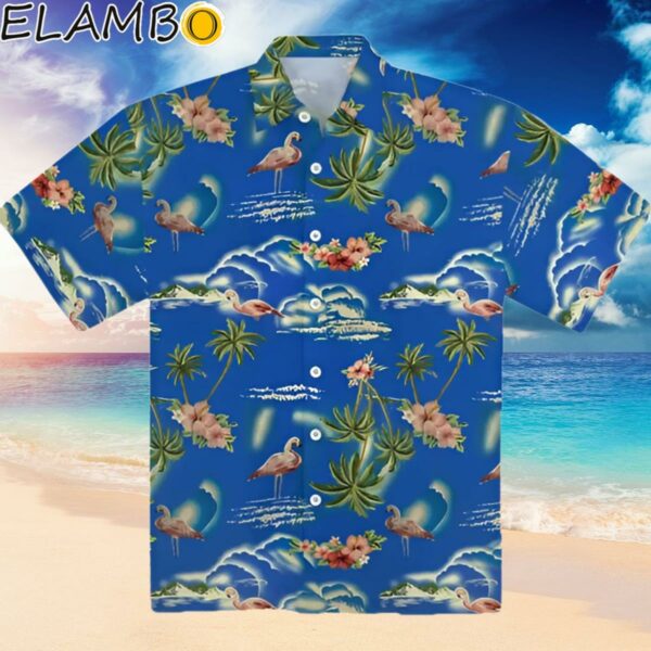 90s Bright Blue Flamingo Island Hawaiian Shirt Hawaiian Hawaiian