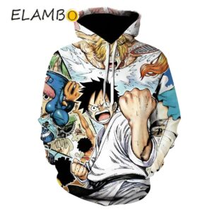 Anime One Piece Monkey D Luffy 3D Hoodies Cartoon Pullover Printed Thumb