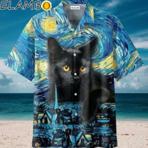 Black Cat Starry Night Van Gogh Halloween Hawaiian Shirts Aloha Shirt Aloha Shirt