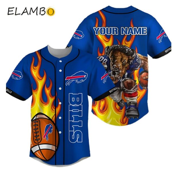 Buffalo Bills Fire Custom Name BaseBall Jersey Printed Thumb