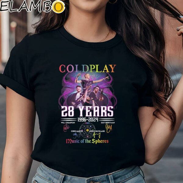 Coldplay 28 Years 1996 2024 Signature Music Of The Spheres Shirt Black Shirts Shirt