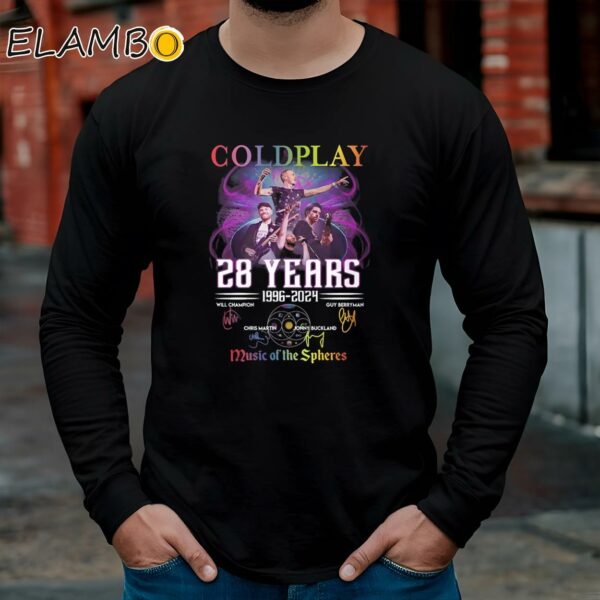 Coldplay 28 Years 1996 2024 Signature Music Of The Spheres Shirt Longsleeve Long Sleeve