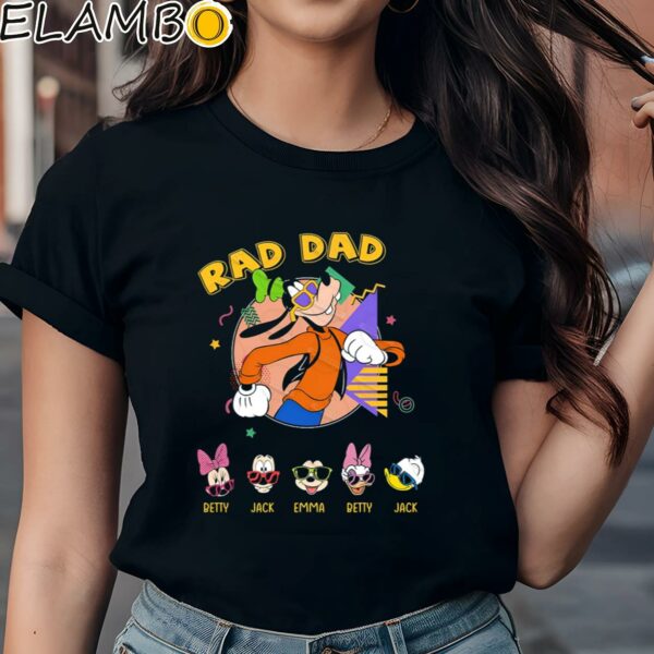 Custom Cartoon Rad Dad With Kids Name Shirt Father's Day Gifts Black Shirts Shirt