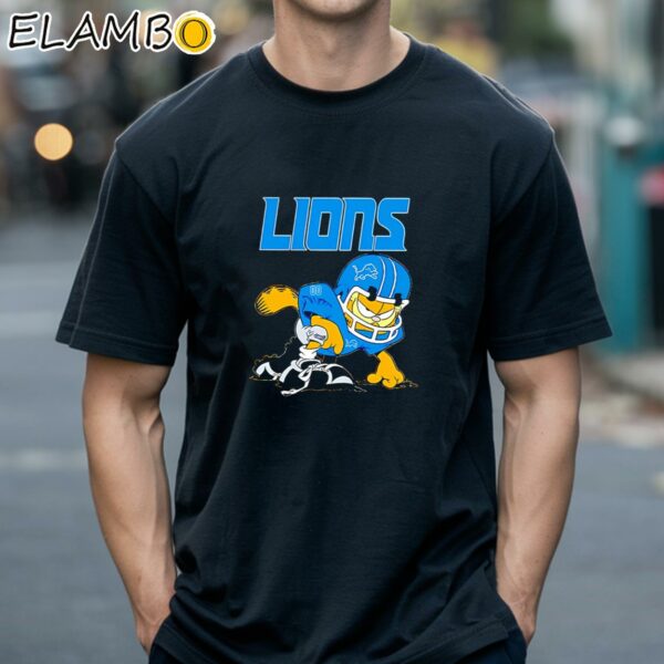 Detroit Lions Garfield Grumpy Football Player Shirt Black Shirts 18