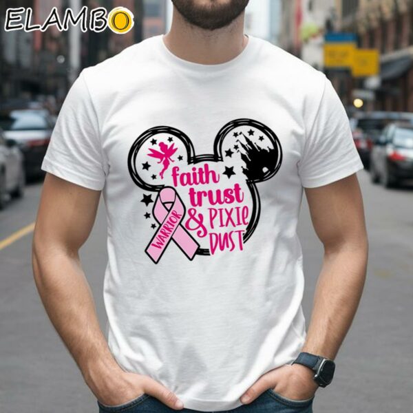 Disney Faith Trust and Pixie Dust Shirt Warrior Pink Ribbon Breast Cancer Support 2 Shirts 26